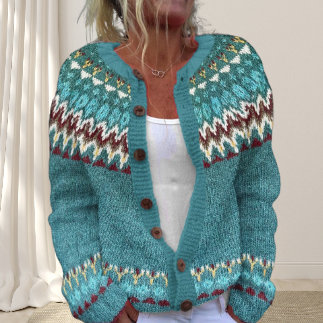 Freya™ | Løsstrikket Chic Cardigan med Mønster