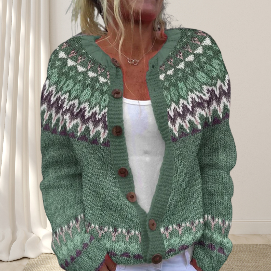 Freya™ | Løsstrikket Chic Cardigan med Mønster