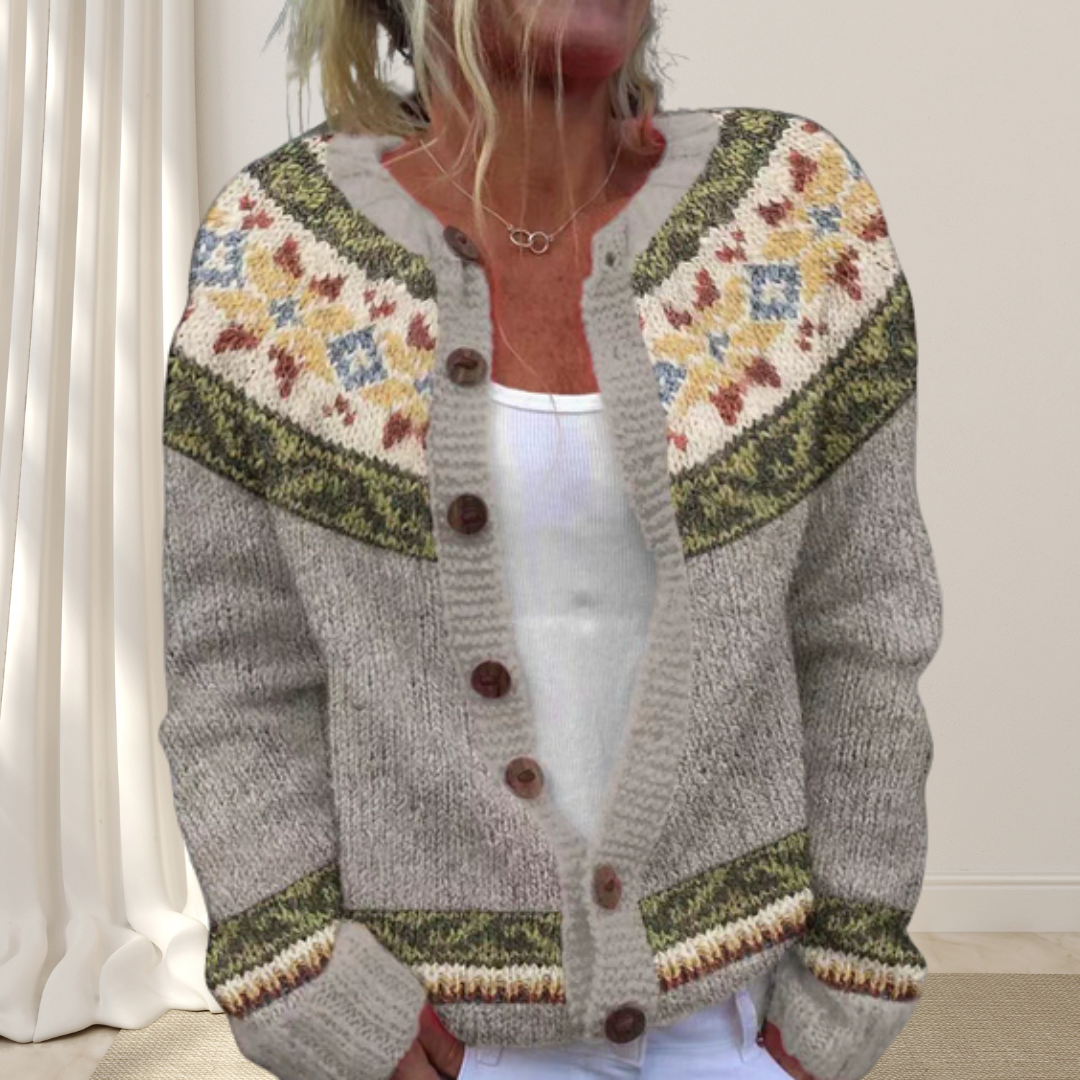 Freya™ | Løsstrikket Chic Cardigan med Mønster
