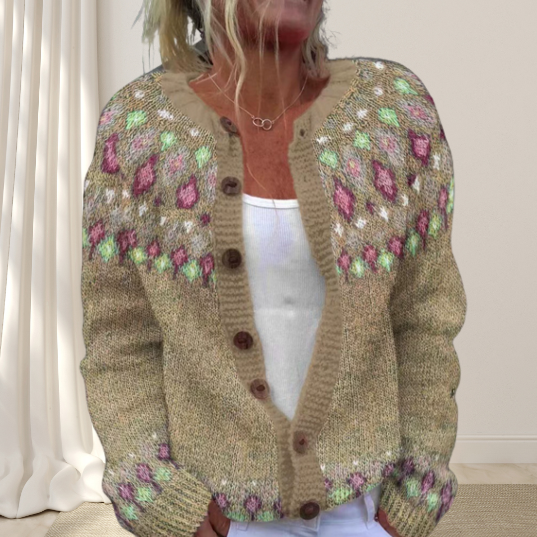 Freya™ | Løsstrikket Chic Cardigan med Mønster