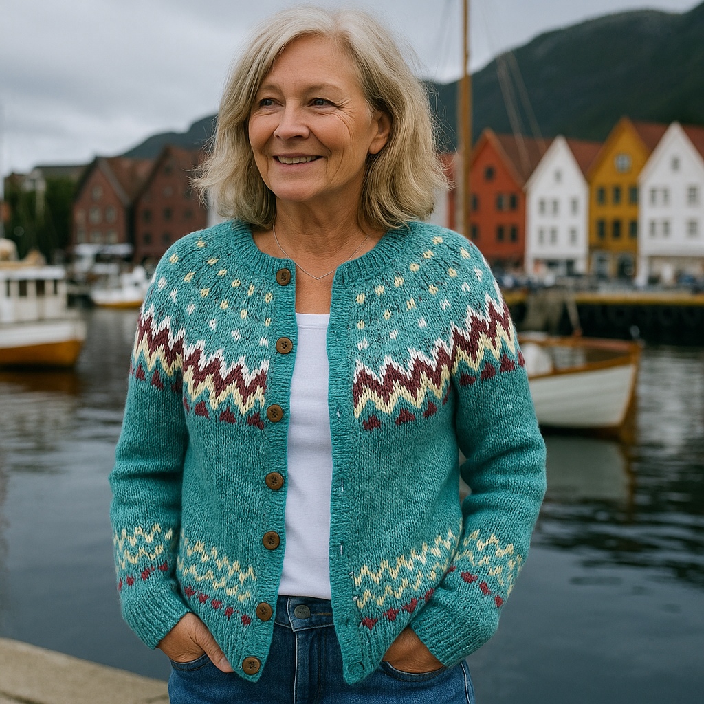 Freya™ | Løsstrikket Chic Cardigan med Mønster